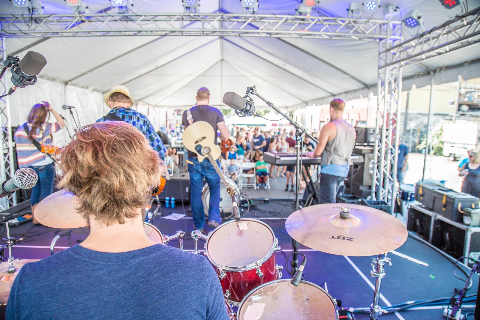 Live music on multiple stages at Austin, TX's Pecan Street Festival.
