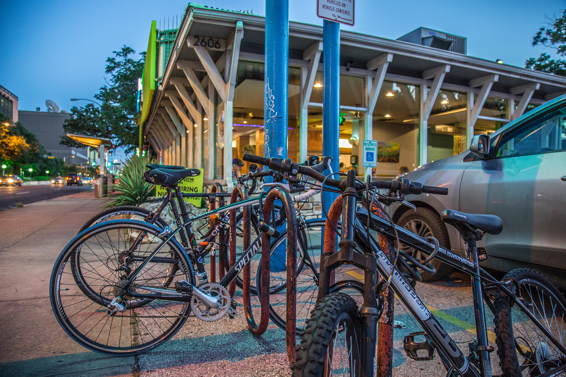 Arrived via two wheels at Kerbey Lane Cafe on The Drag. Photo: Will Taylor - LostinAustin.org