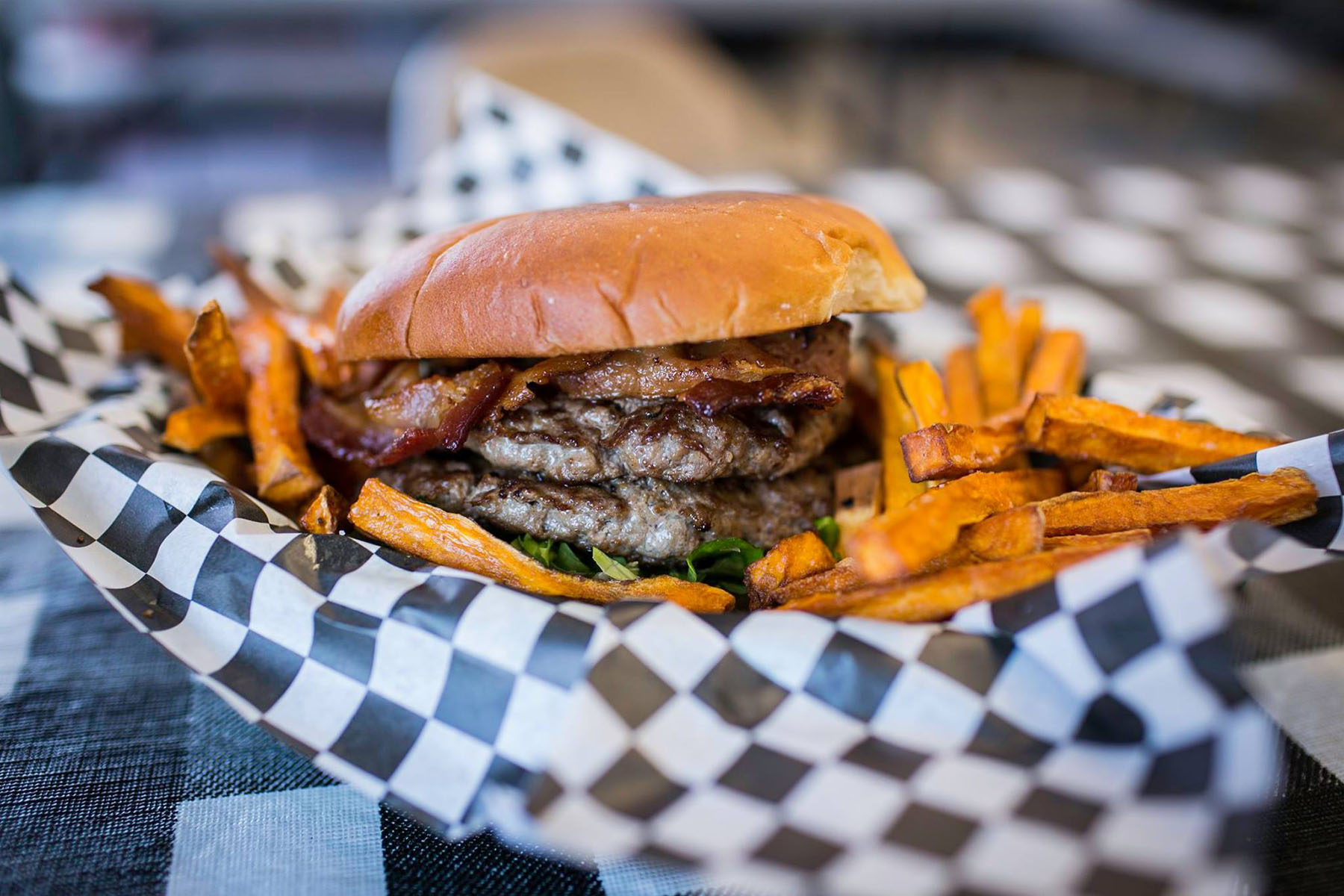 Just off the grill at Wholly Cow Burger.